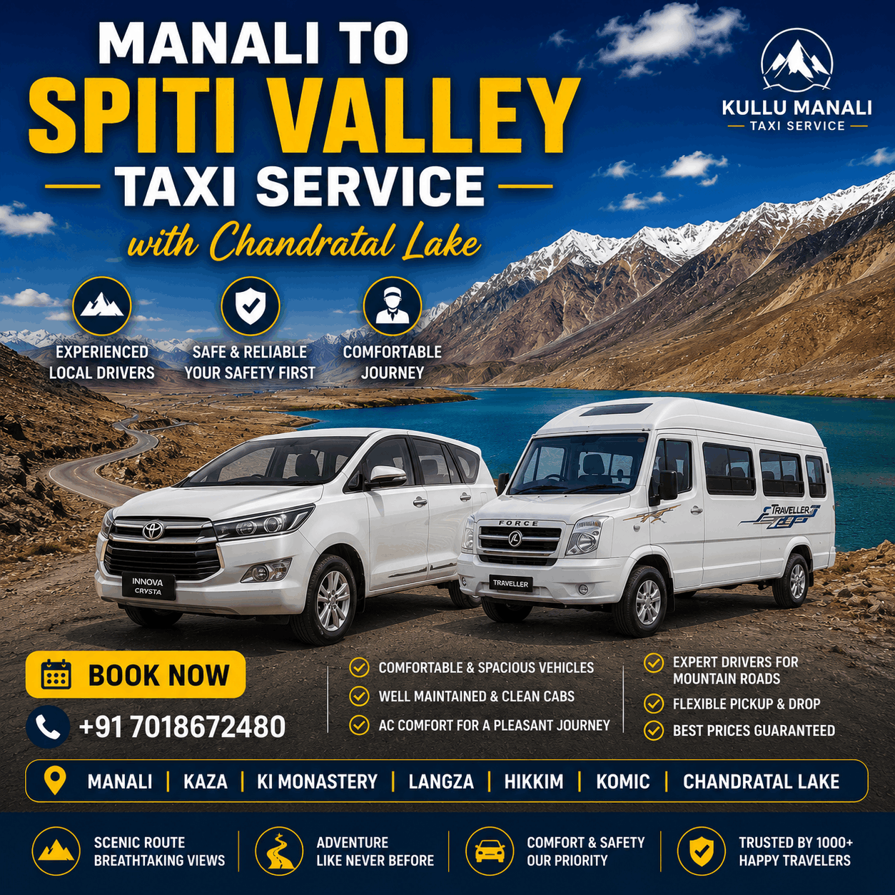Manali To Spiti Valley Taxi